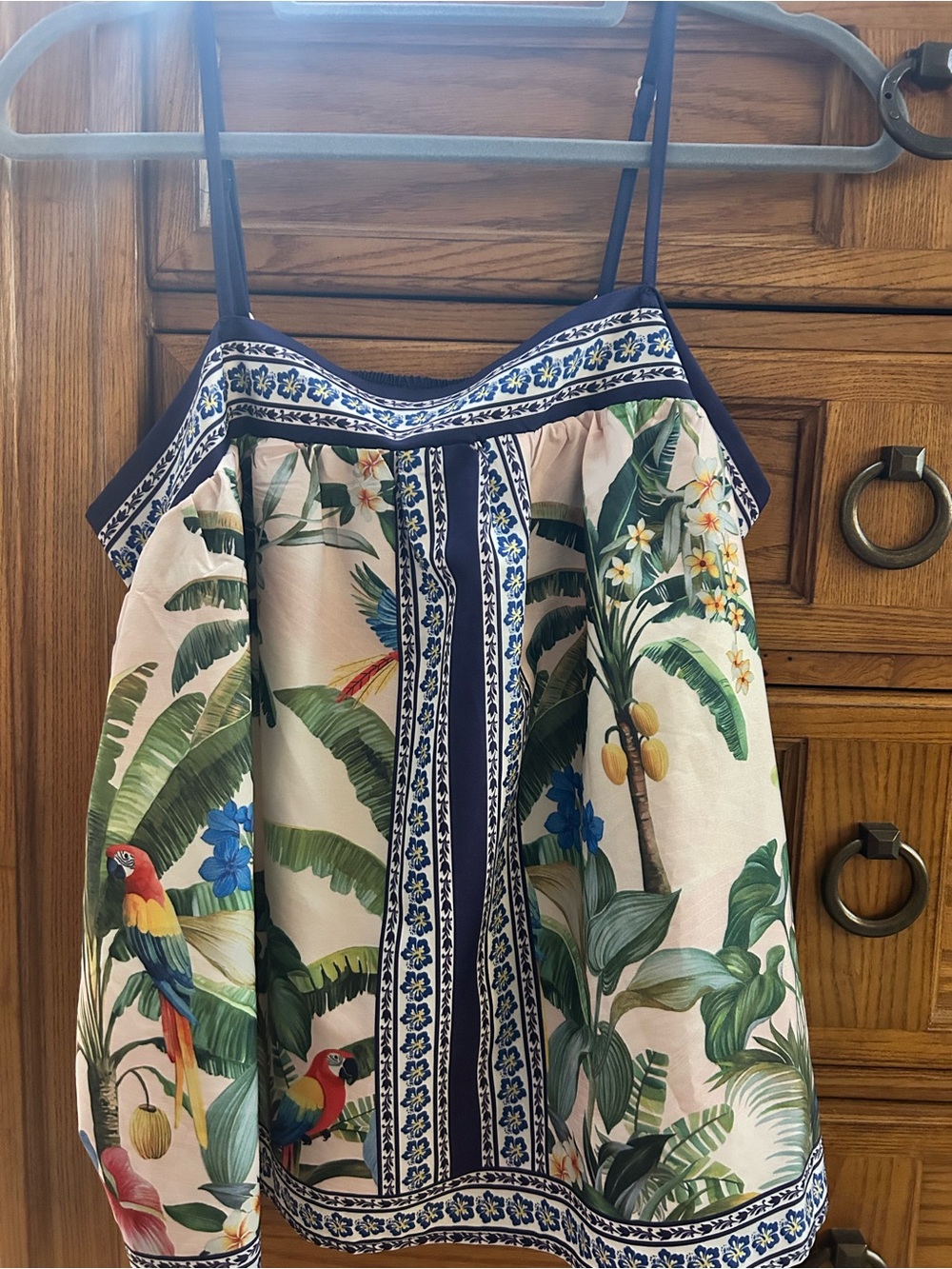 SHEIN Floral Blouse in Blue & Green Size XL parrot tropical